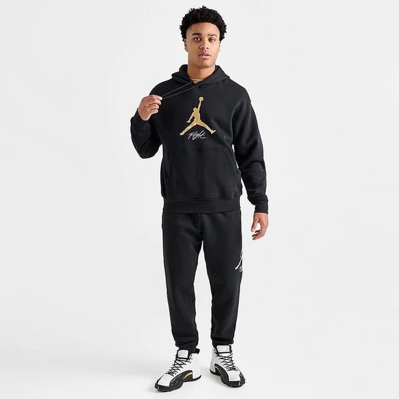 Jordan Black Hoodie with Matching  Sweatpants Gold Logo - Picture 4 of 11